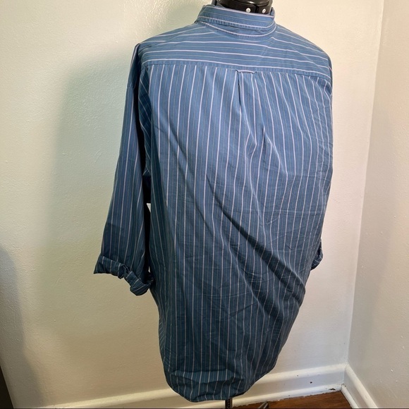 Nautica Vintage Button Down Shirt Blue Stripes - Picture 7 of 11
